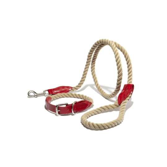 Leather and Rope Collar and Leash Set